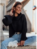 Turtleneck sweater with extended sleeves, black 321110 - Online store - Boutique